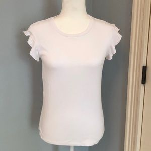 Flutter-sleeve White Three Dots T-Shirt - Small